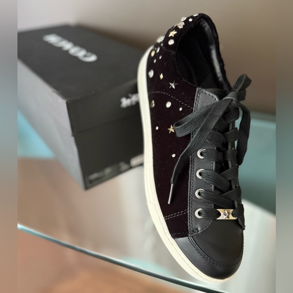 👟Coach (Porter Stardust) Black Velvet Lace-Up Sneakers 9.5 B